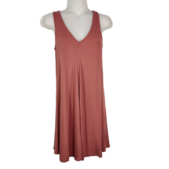 Z Supply Womens Mini Dress XS Tank Dress Sundress Sleeveless V Neck Ribbed Rayon - Picture 1 of 8